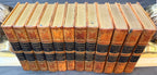 ANTIQUE 1833 LORD BYRON'S WORKS, FINE LEATHER BINDINGS, GILT DECORATION, ENGRAVED PLATES, 12 VOLUMES