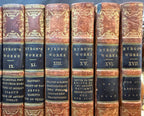 ANTIQUE 1833 LORD BYRON'S WORKS, FINE LEATHER BINDINGS, GILT DECORATION, ENGRAVED PLATES, 12 VOLUMES
