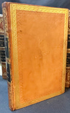 ANTIQUE 1833 LORD BYRON'S WORKS, FINE LEATHER BINDINGS, GILT DECORATION, ENGRAVED PLATES, 12 VOLUMES
