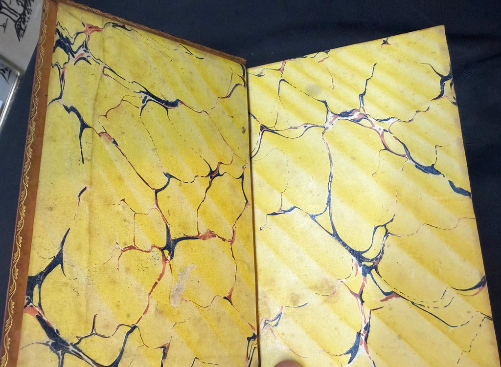ANTIQUE 1833 LORD BYRON'S WORKS, FINE LEATHER BINDINGS, GILT DECORATION, ENGRAVED PLATES, 12 VOLUMES
