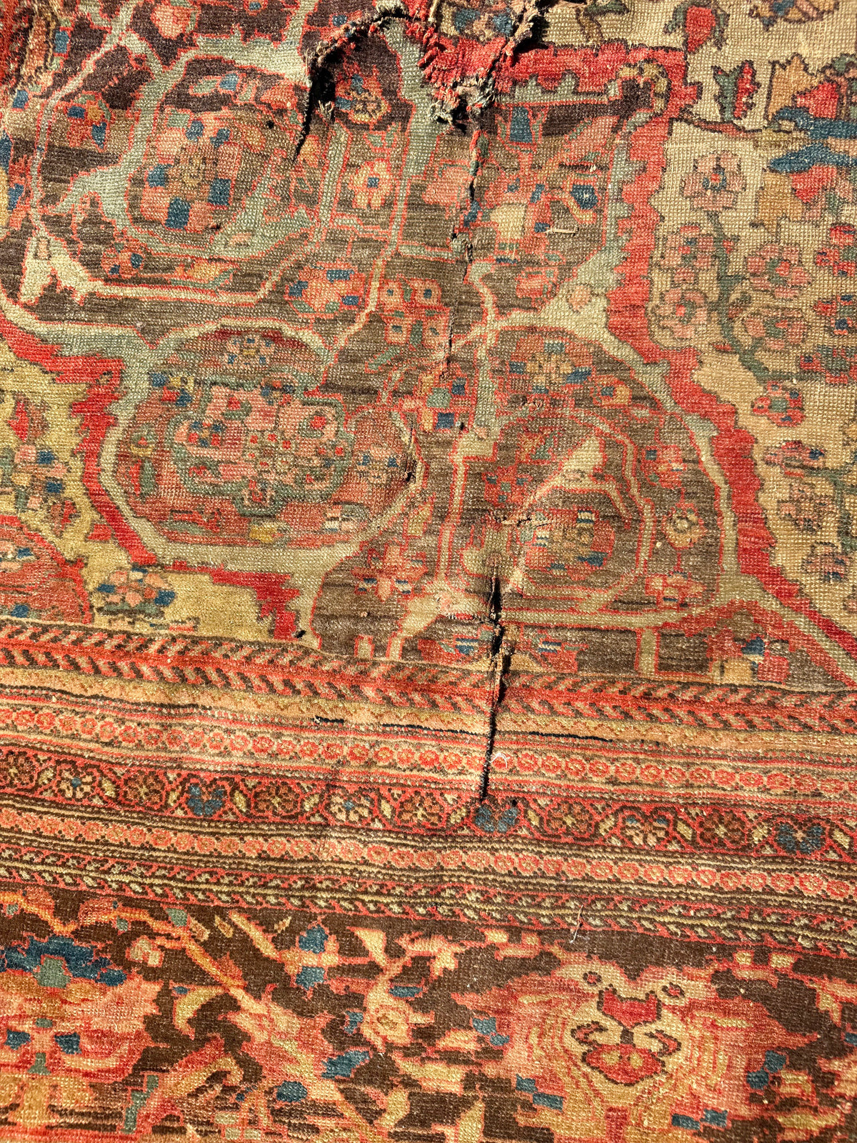 MANSION SIZED, ANTIQUE PERSIAN FARAHAN HAND KNOTTED RUG, DISTRESSED, 10.7 x 17.4 (323cm x 528cm)