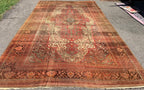 MANSION SIZED, ANTIQUE PERSIAN FARAHAN HAND KNOTTED RUG, DISTRESSED, 10.7 x 17.4 (323cm x 528cm)