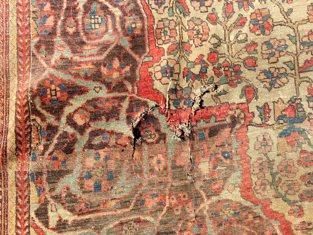 MANSION SIZED, ANTIQUE PERSIAN FARAHAN HAND KNOTTED RUG, DISTRESSED, 10.7 x 17.4 (323cm x 528cm)