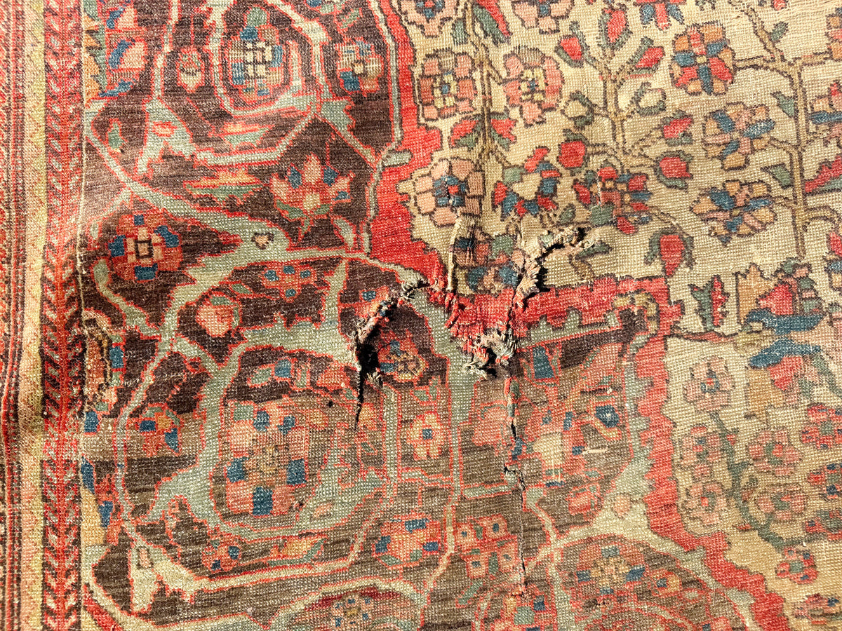 MANSION SIZED, ANTIQUE PERSIAN FARAHAN HAND KNOTTED RUG, DISTRESSED, 10.7 x 17.4 (323cm x 528cm)