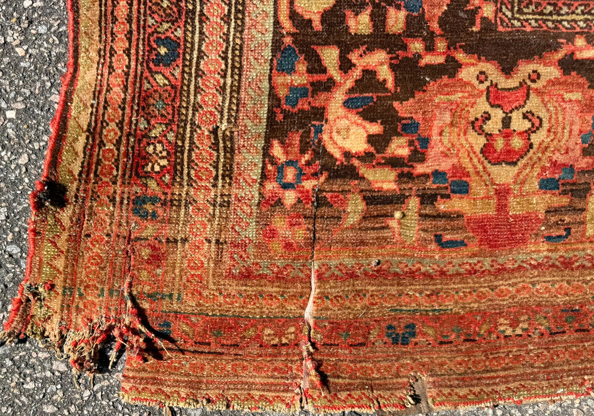 MANSION SIZED, ANTIQUE PERSIAN FARAHAN HAND KNOTTED RUG, DISTRESSED, 10.7 x 17.4 (323cm x 528cm)