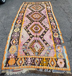 VINTAGE SIGNED, QASHQAI KILIM HAND KNOTTED RUNNER, DISTRESSED, 5.6 x 13.9 (168cm x 419cm)
