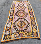 VINTAGE SIGNED, QASHQAI KILIM HAND KNOTTED RUNNER, DISTRESSED, 5.6 x 13.9 (168cm x 419cm)
