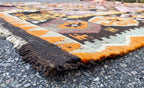 VINTAGE SIGNED, QASHQAI KILIM HAND KNOTTED RUNNER, DISTRESSED, 5.6 x 13.9 (168cm x 419cm)
