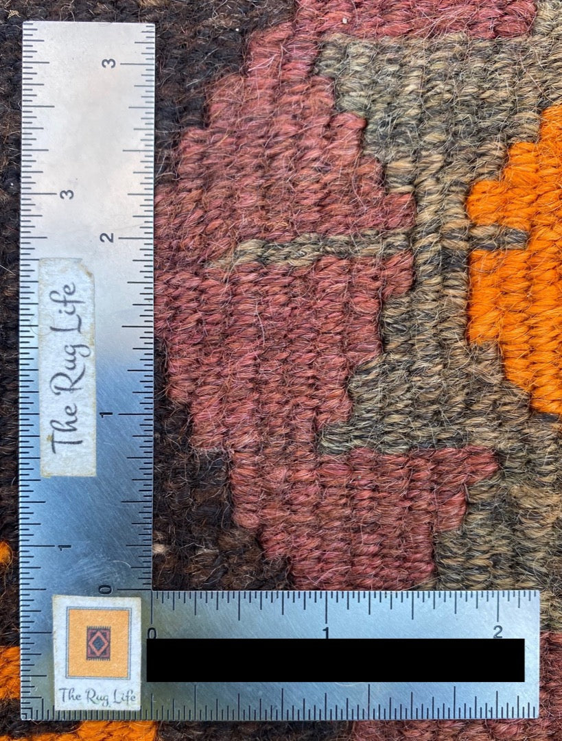 VINTAGE SIGNED, QASHQAI KILIM HAND KNOTTED RUNNER, DISTRESSED, 5.6 x 13.9 (168cm x 419cm)