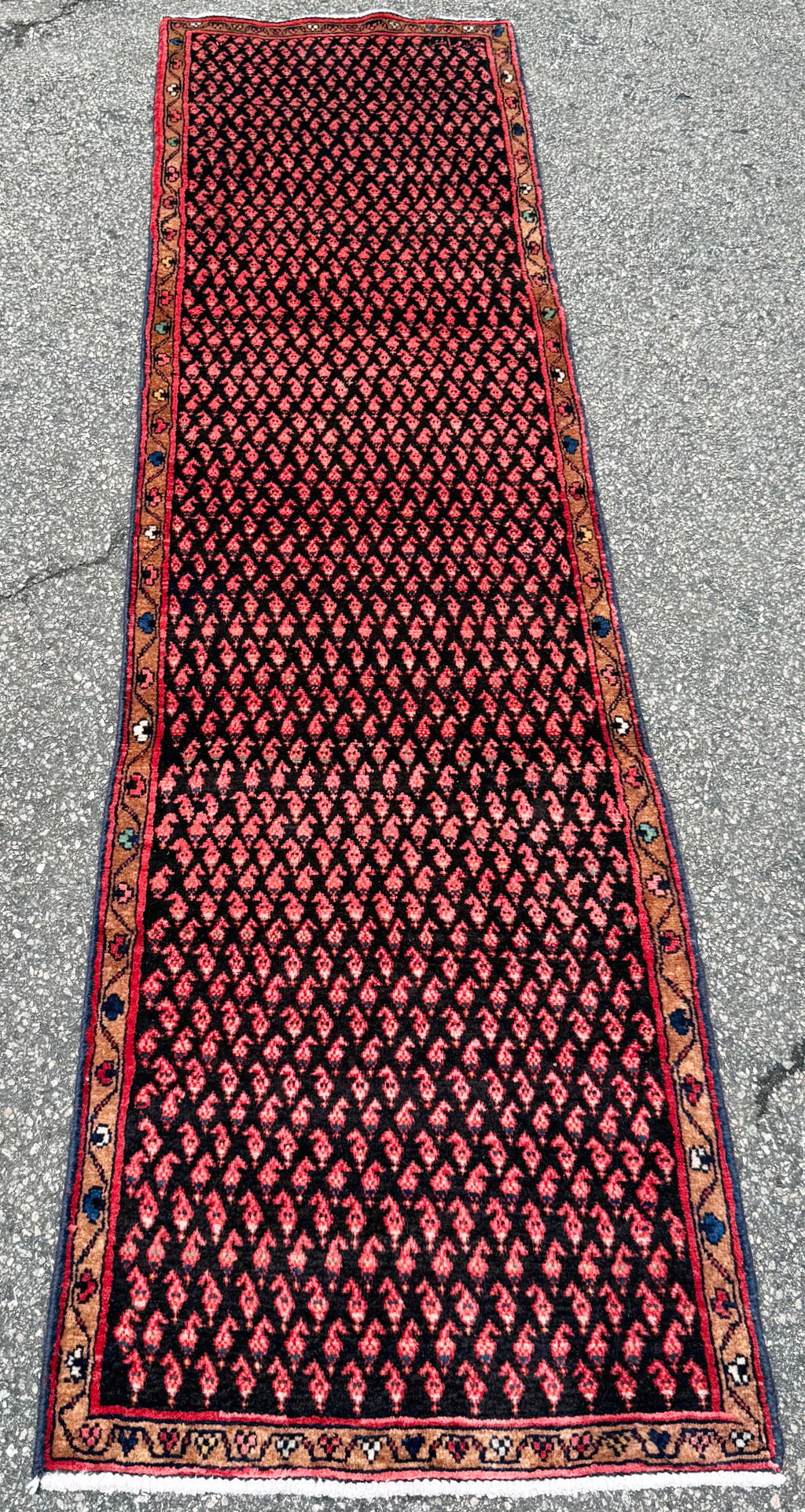 VINTAGE SIGNED PERSIAN SARABAND MIR HAND KNOTTED RUNNER, 2.5 x 9.5 (74cm x 287cm)
