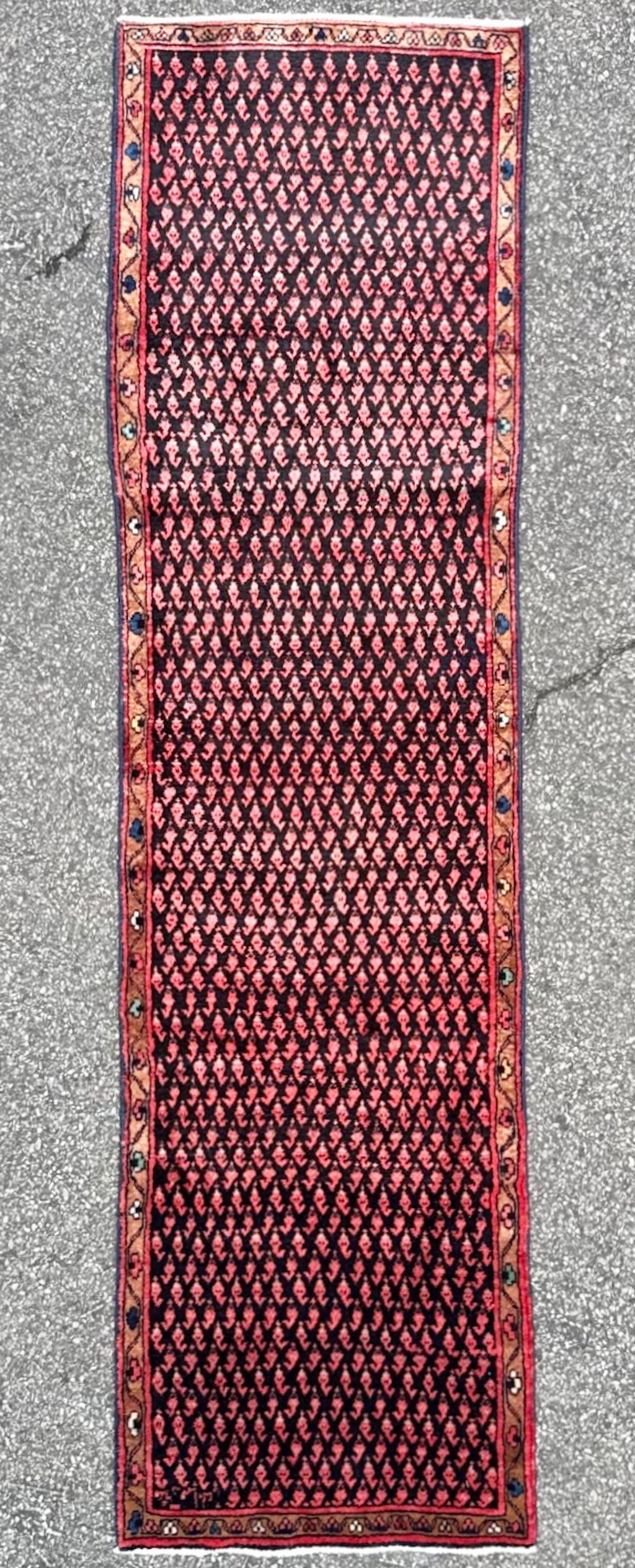 VINTAGE SIGNED PERSIAN SARABAND MIR HAND KNOTTED RUNNER, 2.5 x 9.5 (74cm x 287cm)