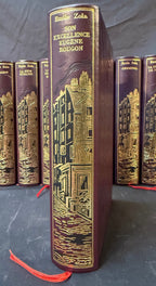 EMILE ZOLA LES ROUGON-MACQUART, COMPLETE 20 VOL. LEATHER SET, JEAN DE BONNOT PARIS, FROM ESTATE OF WHITE HOUSE CHEF PIERRE CHAMBRIN WITH COA, 1983