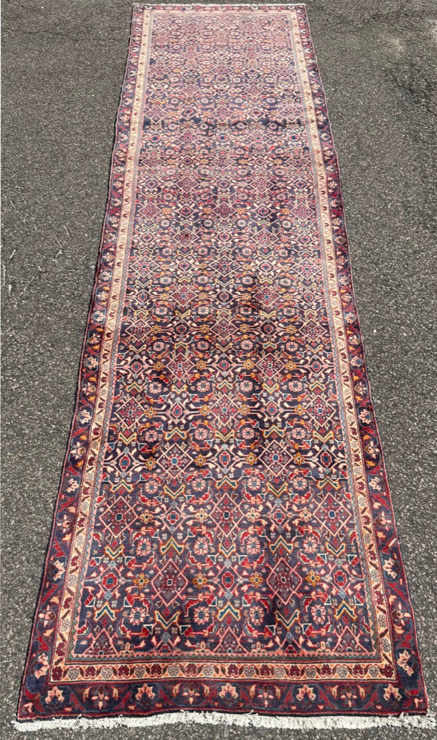 ANTIQUE PERSIAN BIDJAR HAND KNOTTED RUNNER, 3.2 x 12.3 (97cm x 373cm)