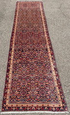 ANTIQUE PERSIAN BIDJAR HAND KNOTTED RUNNER, 3.2 x 12.3 (97cm x 373cm)