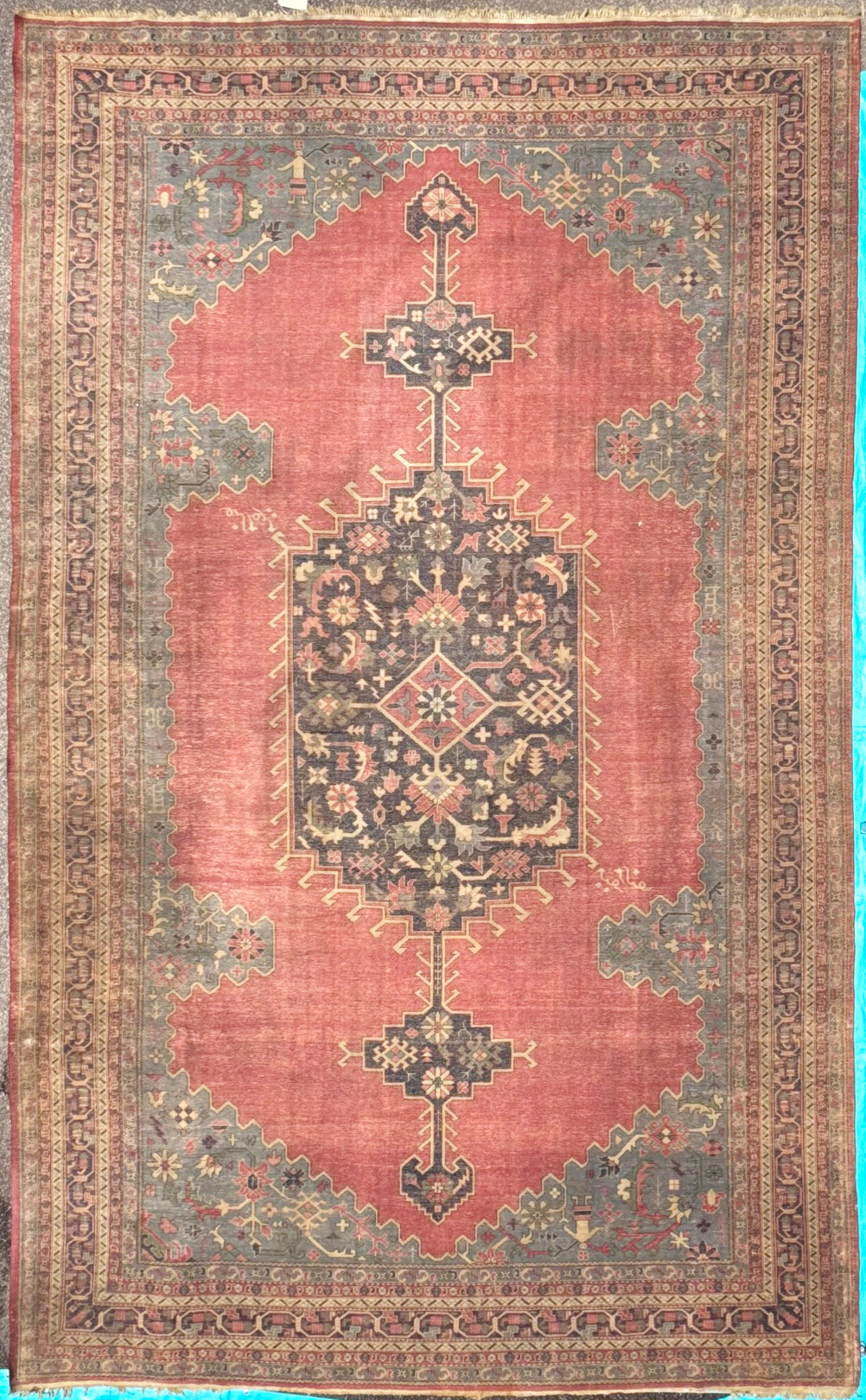 ANTIQUE SIGNED MANSION PERSIAN SERAPI HAND KNOTTED RUG, 12.3 x 20.6 (373cm x 625cm)