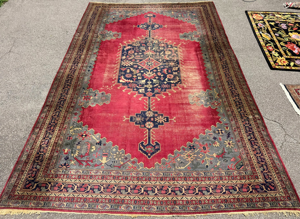 ANTIQUE SIGNED MANSION PERSIAN SERAPI HAND KNOTTED RUG, 12.3 x 20.6 (373cm x 625cm)