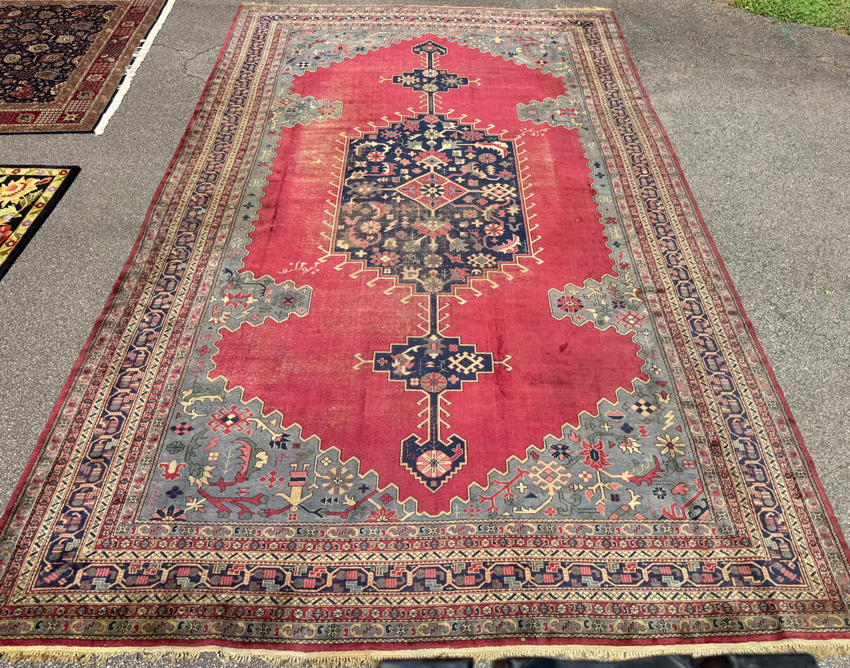ANTIQUE SIGNED MANSION PERSIAN SERAPI HAND KNOTTED RUG, 12.3 x 20.6 (373cm x 625cm)