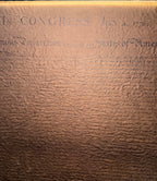 POSSIBLE CENTENNIAL-ERA DECLARATION OF INDEPENDENCE FACSIMILE ON TEXTURED PARCHMENT, CIRCA 1876 STYLE, 19.5IN x 21IN (50cm x 53cm)