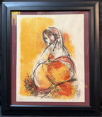 RUTH SCHLOSS (1922–2013) SIGNED E.A. ARTIST’S PROOF COLOR LITHOGRAPH OF A SEATED WOMAN, 25IN x 29IN (64cm x 74cm)