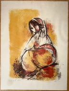 RUTH SCHLOSS (1922–2013) SIGNED E.A. ARTIST’S PROOF COLOR LITHOGRAPH OF A SEATED WOMAN, 25IN x 29IN (64cm x 74cm)