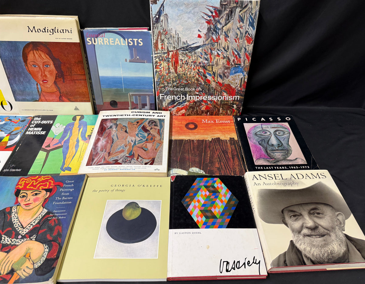 CURATED MODERN ART LIBRARY, 16 VOLUMES, PICASSO, MATISSE, MIRO, MODIGLIANI, ERNST, O’KEEFFE, VASARELY AND MORE