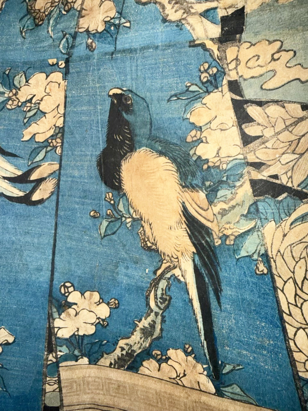 RARE ORIGINAL KEISAI EISEN (1790–1848) EDO PERIOD UKIYO-E WOODBLOCK PRINT, VERTICAL DIPTYCH (KAKEMONO-E) WITH COA, 18IN x 36IN (46cm x 91cm)