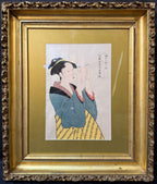 KITAGAWA UTAMARO (1753-1806) BIJIN-GA WOODBLOCK PRINT AFTER THE EDO PERIOD MASTER, 22IN x 26IN (56cm x 66cm)