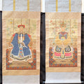 PAIR OF CHINESE QING STYLE ANCESTOR PORTRAIT HANGING SCROLLS, EARLY 1900s, 25IN x 64IN (64cm x 163cm) EACH