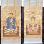 PAIR OF CHINESE QING STYLE ANCESTOR PORTRAIT HANGING SCROLLS, EARLY 1900s, 25IN x 64IN (64cm x 163cm) EACH