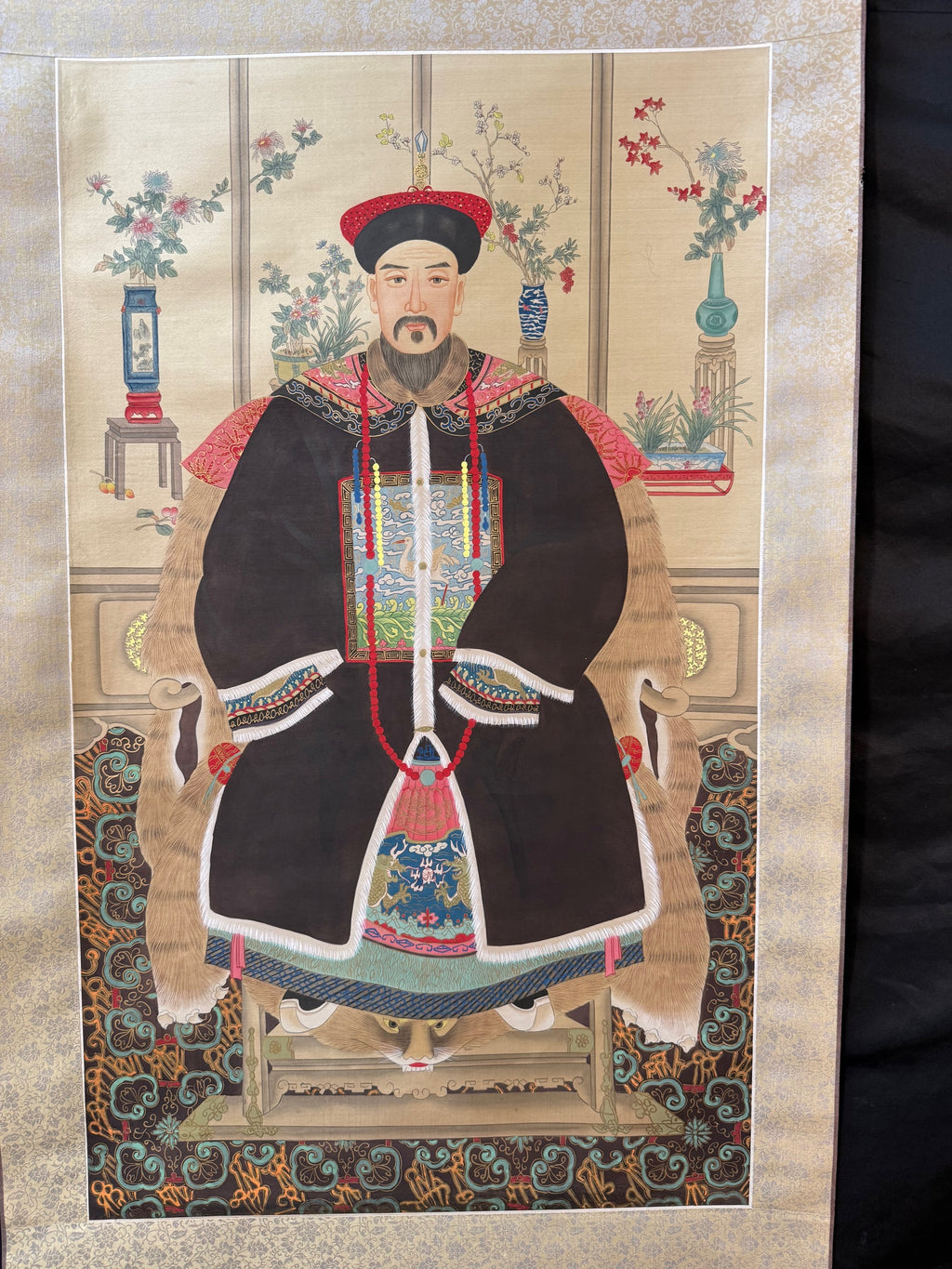 PAIR OF CHINESE QING STYLE ANCESTOR PORTRAIT HANGING SCROLLS, 1960s, 25IN x 64IN (64cm x 163cm) EACH