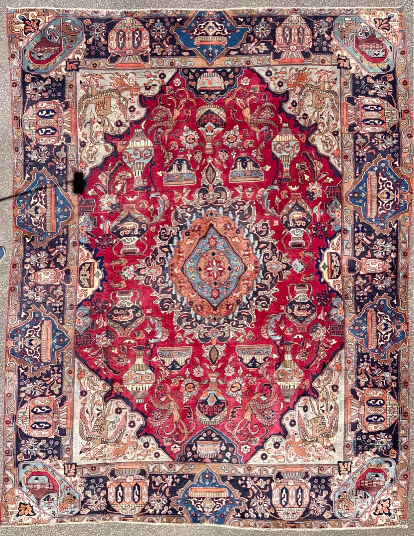 ANTIQUE PERSIAN KASHMAR ARCHEOLOGY HAND KNOTTED RUG, 10.0 x 12.7 (305cm x 384cm)