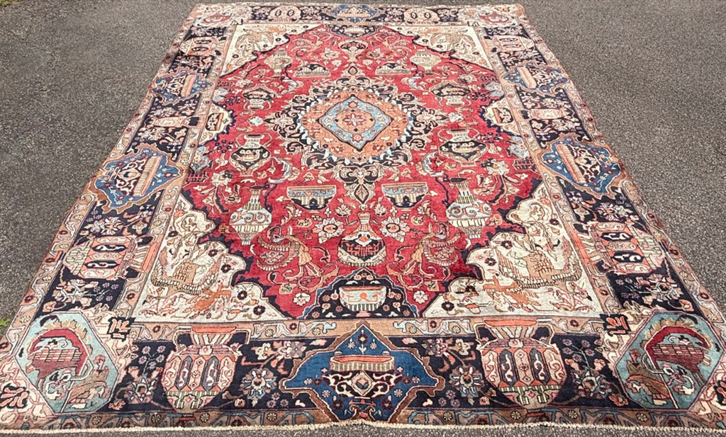 ANTIQUE PERSIAN KASHMAR ARCHEOLOGY HAND KNOTTED RUG, 10.0 x 12.7 (305cm x 384cm)