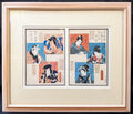 ORIGINAL TOYOKUNI III KUNISADA JAPANESE WOODBLOCK DIPTYCH C.1850S, EDO PERIOD MUSEUM-QUALITY KABUKI ACTOR PORTRAITS WITH COA, 26IN x 30IN (66cm x 76cm)