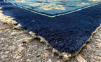 MANSION ANTIQUE CHINESE ART DECO HAND-KNOTTED RUG, INDIGO FIELD, MINIMALIST OPEN DESIGN, 1920S, 12.1 x 19.6 (368cm x 594cm)