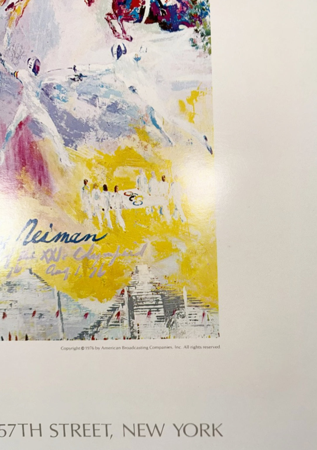 VINTAGE 1976 LEROY NEIMAN (1921-2012) "OLYMPIC RING" HAMMER GALLERIES EXHIBITION POSTER, MONTREAL OLYMPICS, 27IN x 34IN (69cm x 86cm)