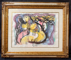 BATIA MAGAL ORIGINAL WATERCOLOR ON PAPER, SURREAL FEMININE COMPOSITION, 29IN x 34.5IN (74cm x 88cm)