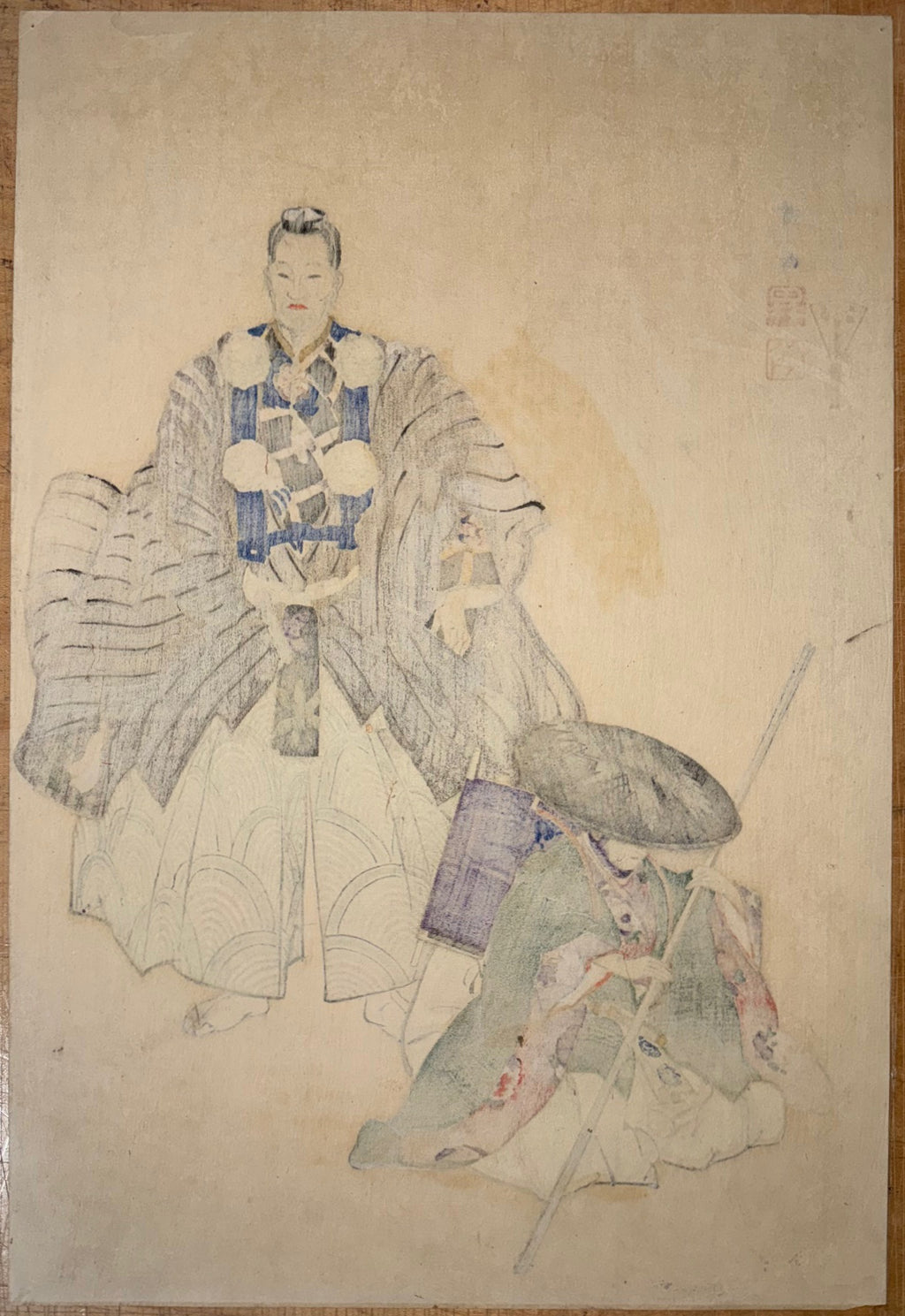 ANTIQUE ORIGINAL JAPANESE DIPTYCH WOODBLOCK PRINTS BY TSUKIOKA KOGYO (1869-1927) TITLED ATAKA, 19.5IN x 24IN (50cm x 61cm)