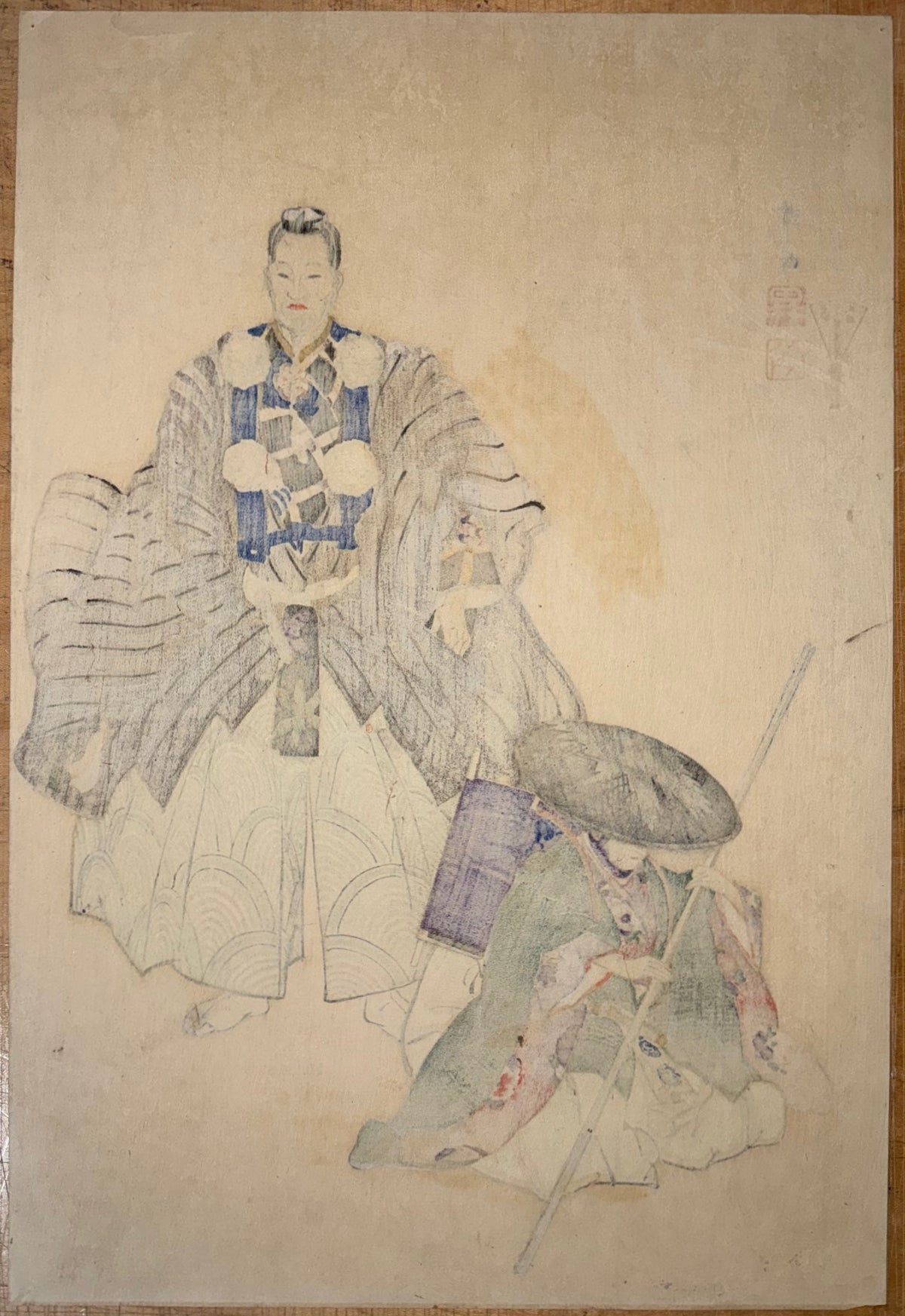 ANTIQUE ORIGINAL JAPANESE DIPTYCH WOODBLOCK PRINTS BY TSUKIOKA KOGYO (1869-1927) TITLED ATAKA, 19.5IN x 24IN (50cm x 61cm)