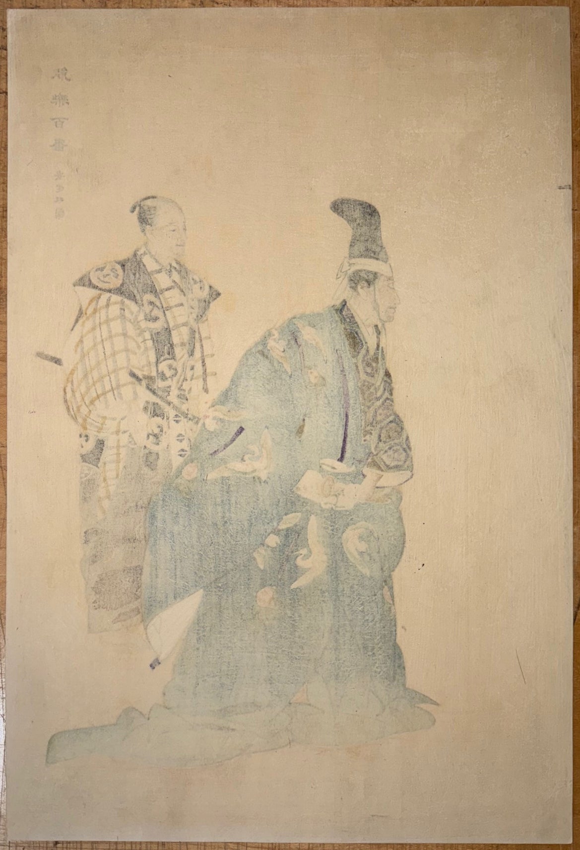 ANTIQUE ORIGINAL JAPANESE DIPTYCH WOODBLOCK PRINTS BY TSUKIOKA KOGYO (1869-1927) TITLED ATAKA, 19.5IN x 24IN (50cm x 61cm)