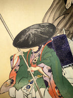 ANTIQUE ORIGINAL JAPANESE DIPTYCH WOODBLOCK PRINTS BY TSUKIOKA KOGYO (1869-1927) TITLED ATAKA, 19.5IN x 24IN (50cm x 61cm)