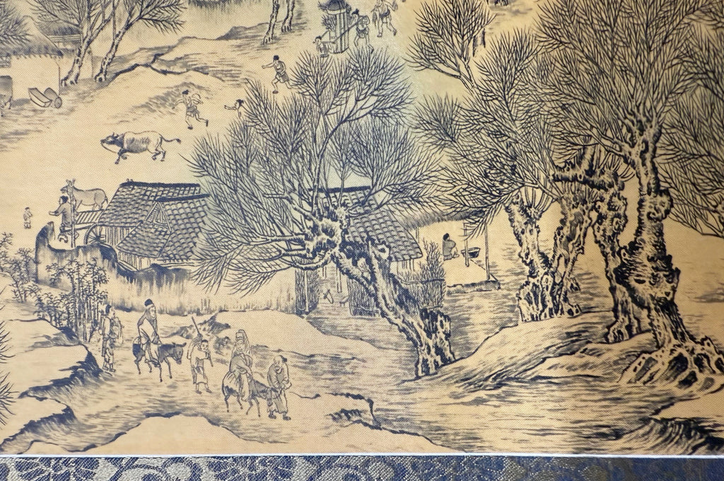 CHINESE SCROLL TITLED ALONG THE RIVER DURING THE QINGMING FESTIVAL, 16IN x 159IN (41cm x 404cm)