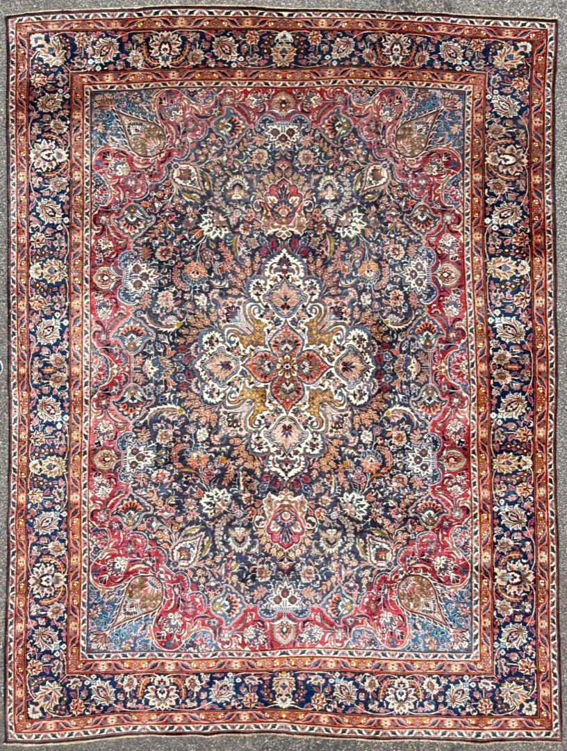 VINTAGE SIGNED PERSIAN KASHMAR HAND KNOTTED RUG, 9.5 x 12.6 (287cm x 381cm)