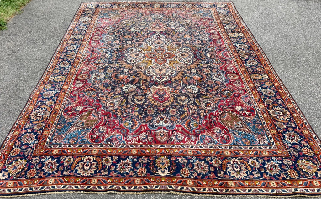 VINTAGE SIGNED PERSIAN KASHMAR HAND KNOTTED RUG, 9.5 x 12.6 (287cm x 381cm)
