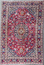 ANTIQUE SIGNED PERSIAN MASHAD HAND KNOTTED RUG, 6.3 x 9.4 (191cm x 284cm)
