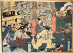 ORIGINAL JAPANESE WOODBLOCK DIPTYCH BY UTAGAWA YOSHIIKU (1833-1904) TITLED ANTICIPATION AT MORONAO’S MANSION, 18IN x 22IN (46cm x 56cm)