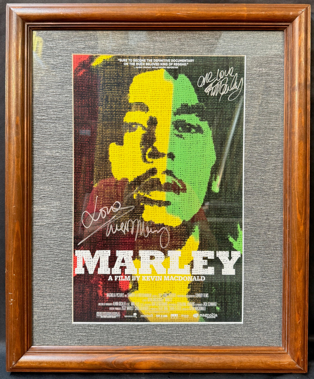 ZIGGY MARLEY AND RITA MARLEY DUAL-SIGNED “MARLEY” FILM POSTER, OFFICIAL DOCUMENTARY IN 2012, 18.5IN x 22.5IN (47cm x 57cm)