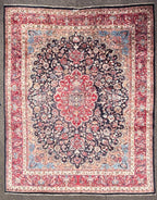 SIGNED PERSIAN KASHAN PICTORIAL HAND KNOTTED RUG, 9.8 x 12.3 (295cm x 373cm)