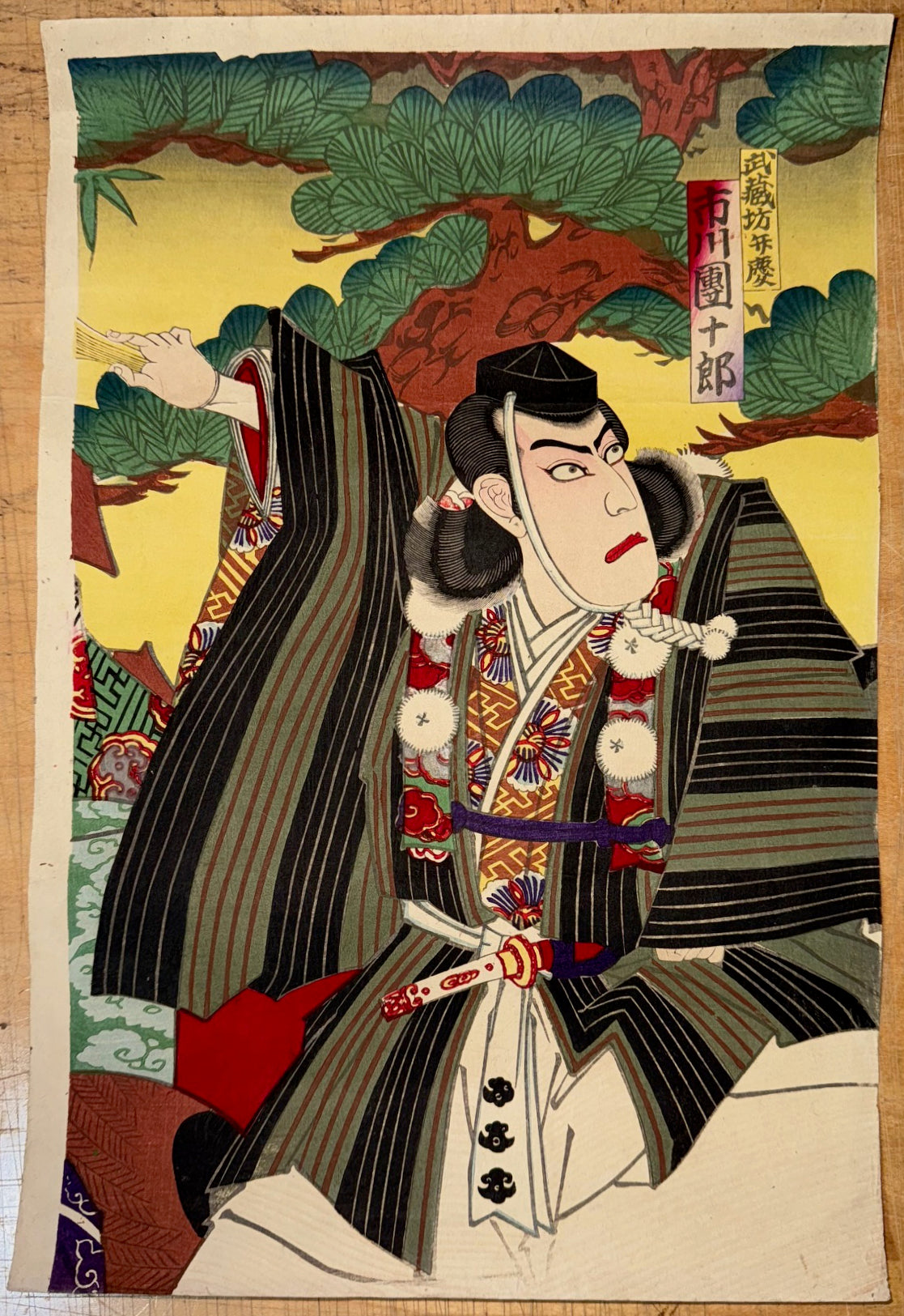 ANTIQUE ORIGINAL JAPANESE TRIPTYCH WOODBLOCK PRINT BY TOYOHARA KUNICHIKA (1835-1900) 18.5IN x 21.5IN (47cm x 55cm)