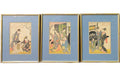 JAPANESE TRIPTYCH TITLED PARODY OF AN IMPERIAL CARRIAGE SCENE, 18IN x 23IN (46cm x 58cm)