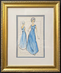 SIR NORMAN HARTNELL (1901-1979) ORIGINAL, HAND SIGNED WATERCOLOR, 20IN x 23.5IN (51cm x 60cm)